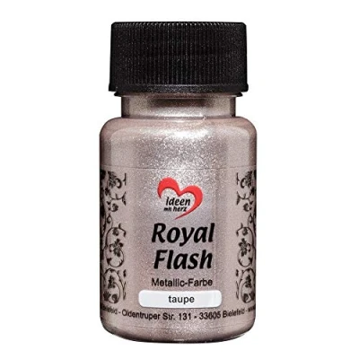 Immagine di ideen mit herz Colore acrilico metallico Royal Flash con riflessi metallici e particelle glitterati fini Vernice brillante metallizzata per gagliette 50 ml (taupe)