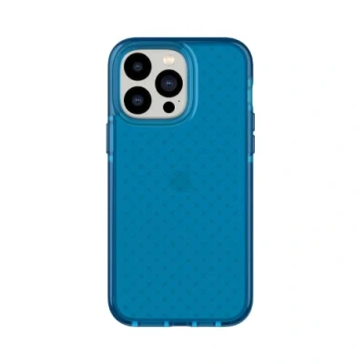 Immagine di tech21 iPhone 14 Pro Max Evo Check Custodia protettiva antiurto e sottile, con protezione FlexShock Multi Drop da 4,9 m pulsanti extra, colore: blu classico