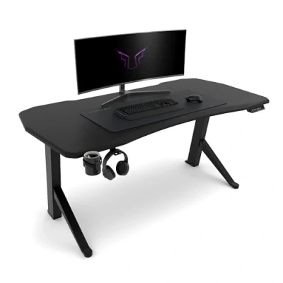 Immagine di Ultimate Setup® Scrivania Gaming, Standing Desk Regolabile Tavolo in Altezza Nera, da Gaming 160x80 cm Nero