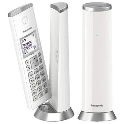 Immagine di Panasonic Telefono DECT cordless KX TGK212JTW con retroilluminazione LCD da 1,5 pollici, suonerie bianche, chiamate indesiderate, Eco ed Plus, bianco