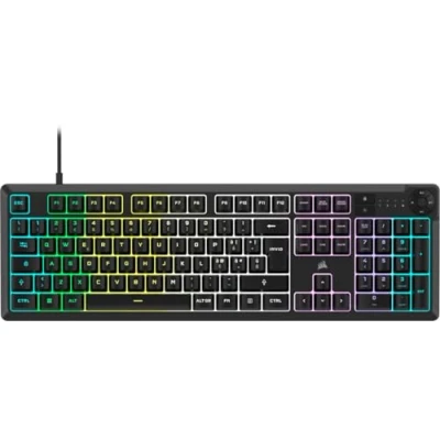 Immagine di Corsair K55 CORE RGB Tastiera da Gioco a Membrana Cablata Interruttori Silenziosi e Reattivi Resistenza al Versamento Dieci Zone Compatibile con iCUE QWERTY IT PC, Mac Nero