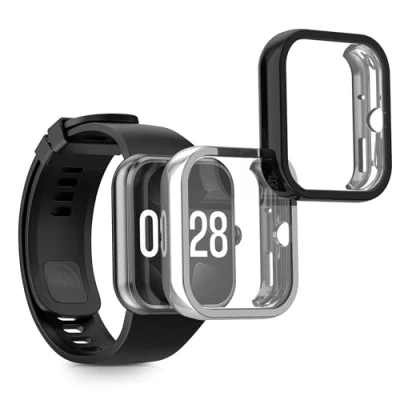 Immagine di kwmobile Set 2X Custodia Smartwatch Compatibile con Xiaomi Redmi Watch 4 Cover Case Silicone Protezione Orologio Fitness Nero/Argento