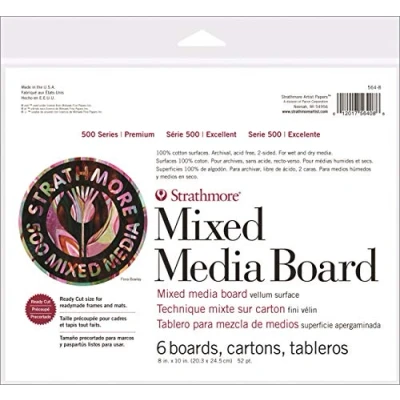 Immagine di Strathmore (564 8 500 Series Mixed Media Board, Vellum, 20,3 x 25,4 cm, 6 fogli, bianco