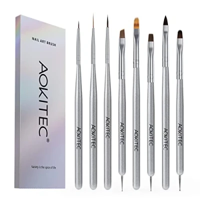 Immagine di 8 Pezzi Pennelli per Unghie,Aokitec Pennello Acrigel Estensione Unghie Costruttore Gel Penna Punteggiatura Linea Trazione Salone Casa Manicure DIY Donne