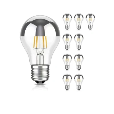 Immagine di ledscom.de 10 pezzi E27 Lampadina LED, A60, bianco caldo (2700 K), 4,1 W, 461lm, specchio frontale (argento)