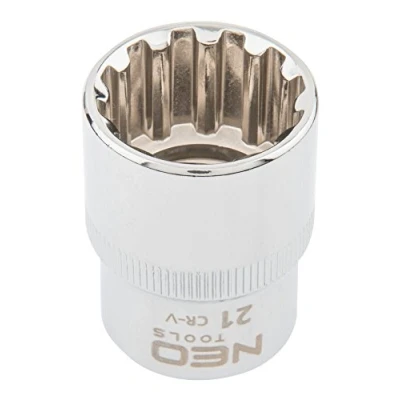 Immagine di NEO TOOLS 08 593 Serie di bussole 1/2 3124 21 mm Acciaio al cromo vanadio Spline