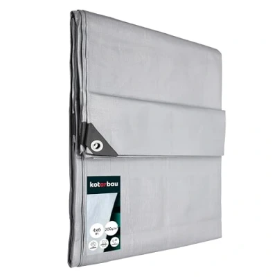 Immagine di KOTARBAU® Telone pvc protettivo in tessuto 4 x 6 m argento 200 g/m2 teloni con occhielli rinforzati telo per coprire legna impermeabile occhiellato usati
