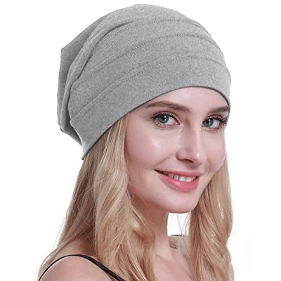 Immagine di osvyo Cotone Chemo Cappelli Soft Caps Cancro Copricapo per le donne perdita di capelli sigillati imballaggio, GRIGIO MACCHIO CHIARO, Taglia unica