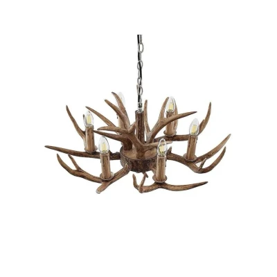 Immagine di Lindby Tejask lampada a sospensione, in corno, 6 luci, 70 cm, plastica