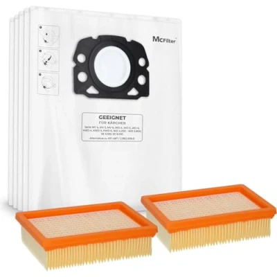 Immagine di 20 sacchetti per aspirapolvere adatti in alternativa multiuso Kärcher WD4, WD5, WD6, MV4, MV5, MV6 + 2x filtro sacchetto tipo KA 33