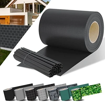 Immagine di KESSER® Strisce per la Privacy in PVC Stuoie a Doppia Asta Recinzione Opaca Resistente alle intemperie e al Vento Schermo Giardino, Antracite, 70 m