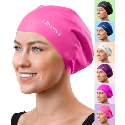 Immagine di Limmys Cuffia Piscina per Adulti con Capelli Lunghi Donna e Uomo 100% Silicone Nuoto di Qualità Superiore, Elastica Comoda Disponibile in Diversi Meravigliosi Colori