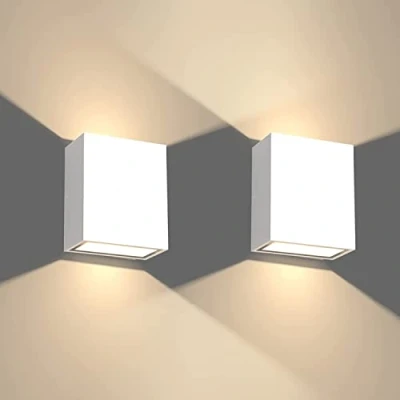 Immagine di Klighten 2 Pezzi 7W Lampade da Parete LED Esterno Interni IP65 Su e Giù Applique Moderne in Alluminio, Lampada Muro per Scale, Camera Letto, Entrata, Bianco Caldo 2700 3000K, Bianca