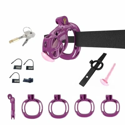 Immagine di EVANEM Il Dispositivo di bloccaggio della Gabbia da Uomo Viola può Essere Combinato con la Cintura Assistenza per l&#039;esercizio Fisico (D1Z)
