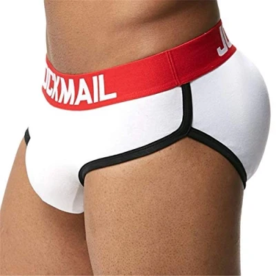 Immagine di JOCKMAIL Slip da uomo con imbottitura per il culo biancheria intima atletica ciclismo intimo breve cotone hip up push coppa intima, bianco, L