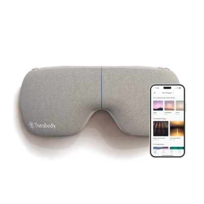 Immagine di SmartGoggles di Therabody, massaggiatore riscaldante biometrico per gli occhi con massaggio viso, maschera a vibrazione Bluetooth