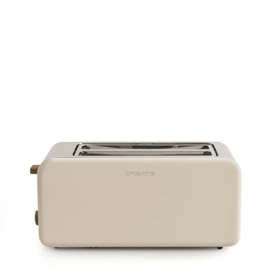 Immagine di CREATE/TOAST RETRO XL/Tostapane Sabbia / 6 livelli di potenza, vassoio raccogli briciole, termostato, scongela, riscalda, 2 ampie fessure, 1500W