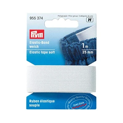 Immagine di Prym Elastic Tape, White, 25 mm, Bianco, 1 M