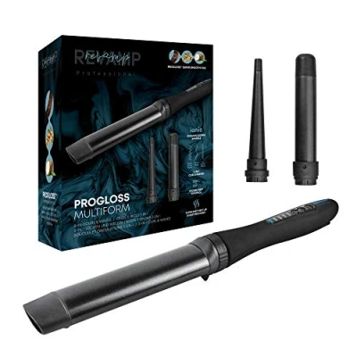 Immagine di REVAMP Multiform 3 in 1 Curl &amp; Waves Hair Styler Set di ferri arricciacapelli con accessori ceramica, ferro per capelli onde e ricci, oli super lisci, pinze