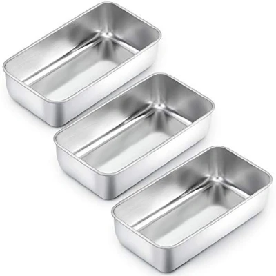 Immagine di Homikit 3 stampi per pane in acciaio inox, pane, torte, toast, 23,5 cm x 12,6 6 cm, sani, facili da pulire e lavabili lavastoviglie