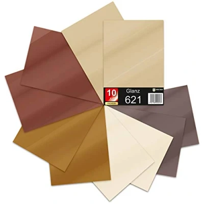 Immagine di 10 pellicole autoadesive in formato DIN A4, per plotter fai da te, 621/631 vinile, 29,7 x 21 cm, di colore marrone opaco