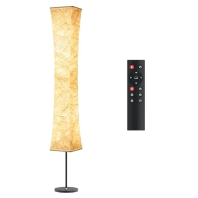 Immagine di tomons lampada da terra per soggiorno, dimmerabile, a LED RGB con telecomando e sincronizzazione musicale, lettura ombra in tessuto bianco camera letto,