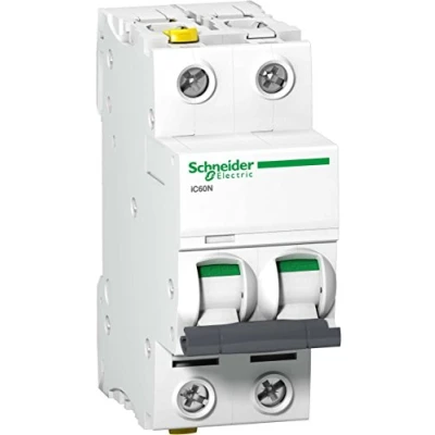 Immagine di Schneider A9F04263 Interruttore di Circuito iC60N, 2P, 63A, C, Nero