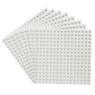 Immagine di Katara 1741 Set 8 x Base Costruzione Compatibile con Lego, Sluban, Papimax, Q Bricks 13 13cm, Bianco