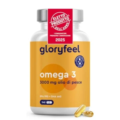 Immagine di Omega 3 ad Alto Dosaggio 3000 mg di Olio Pesce (990 EPA + 660 DHA) 240 Capsule in Forma Trigliceridi Altamente Biodisponibile Tripla Azione