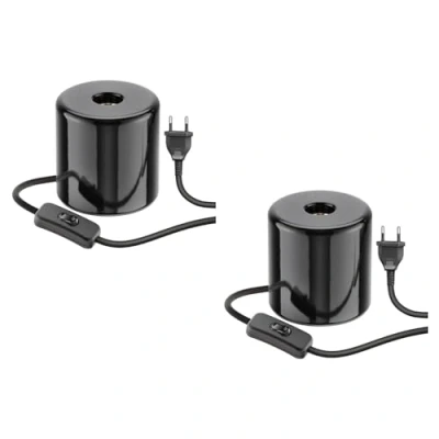 Immagine di ledscom.de 2 pezzi Lampada da tavolo TIPO, interruttore, porcellana, nero, 1x E27 max. 300W