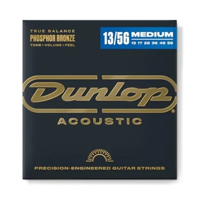 Immagine di DUNLOP DAP1356 ACOUSTIC PHOSPHOR BRONZE, MEDIUM SET/6, Scalatura: 13 17 26 36 46 56 Corde in Bronzo/Fosforo per Chitarra Acustica