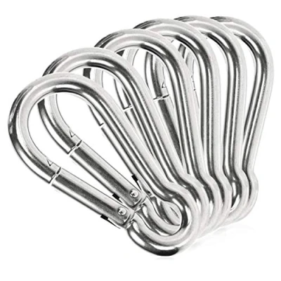Immagine di com four® 6X Moschettoni Moschettone Premium in Acciaio Inossidabile 304 Resistente alle intemperie Gancio con capacità di carico 45 kg per Portachiavi, casa, Artigianato 50 x 5mm