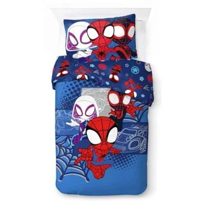 Immagine di Jay Franco Set Copripiumone Singolo 100% Cotone Marvel Spidey e i Suoi Incredibili Amici Vroom Include Una Federa per Cuscino 50 x 70