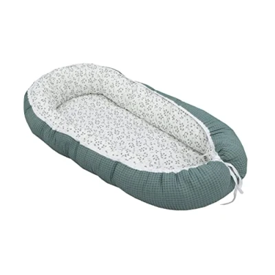 Immagine di Riduttore Lettino Neonato ULLENBOOM Verde Floreale Culla 55x95 cm 100% OEKO TEX e Made in EU, Adatto come Baby Cocoon da viaggio