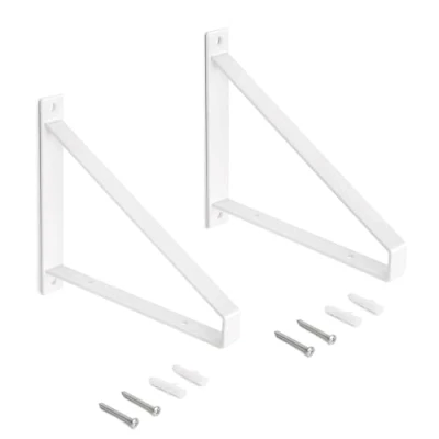 Immagine di Emuca Set di supporti per mensole in legno con forma triangolare, Acciaio, Verniciato bianco