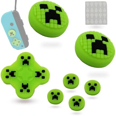 Immagine di MatoSan® Set di Adesivi per Tasti e Copri Thumbstick Nintendo Switch OLED Cappucci in Silicone Joy Con Verde Caps Joystick