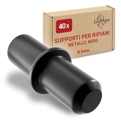 Immagine di LouMaxx 40 supporti per scaffali, 5 mm, supporto ripiani, in acciaio massiccio, colore nero