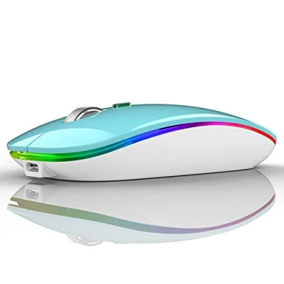 Immagine di Uiosmuph Mouse Senza Fili Bluetooth, Bluetooth 5.1 + 2.4G Wireless Ricaricabile Ottico Piccolo Portatile con USB per Notebook, PC, Laptop, Computer, MacBook(Blu)