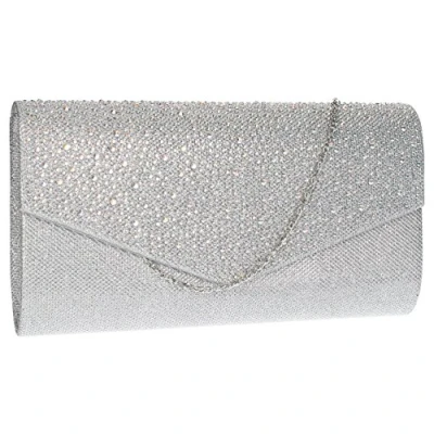 Immagine di SwankySwans Montary Pochette Glitterata con Strass, Frizione Donna, Argento (Argento), One Size