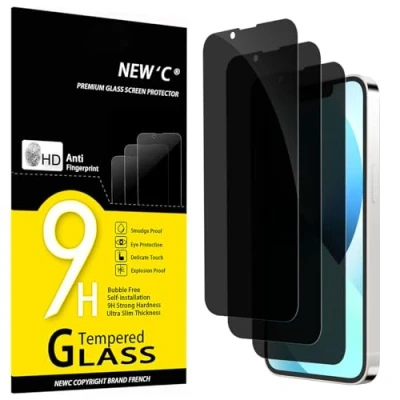 Immagine di NEW&#039;C 3 Pezzi, Pellicola Protettiva Privacy per iPhone 13 Mini (5,4 Pollici), Angolo di 35 Gradi Bilanciato con Protezione Gli Occhi, Durezza Ultra Resistente 9H, Senza Bolle