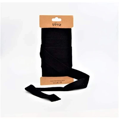 Immagine di Trimz Nastro Singolo in Cotone a Spina di Pesce, Nero, 25mm x 5m, 5 unità