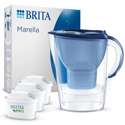 Immagine di BRITA Caraffa filtrante acqua Marella Blu (2.4L) incl. 3 x filtri MAXTRA PRO All in 1 che riduce cloro, calcare, PFAS e metalli Eleganza funzionalità