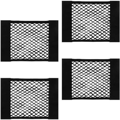 Immagine di 4 pezzi rete bagagli per auto, 30 x 25 cm, di protezione universale, elastica bagagliaio, con chiusura in velcro, SUV, bagagli, nylon