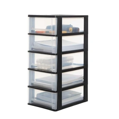 Immagine di Iris Ohyama, Cassettiera in Plastica, Portaoggetti, 5 Cassetti Medi, Nero, Apertura Facile, Formato A4, A5 e A6, Organizer, Per Ufficio, Scuola, Cartoleria, Senza BPA, Contenitore, DDOCH 2005