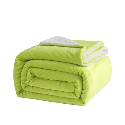Immagine di Good Nite Coperta in pile Sherpa, reversibile, 230 x 270 cm, soffice e calda, per letto domestico viaggio (verde, super king size)