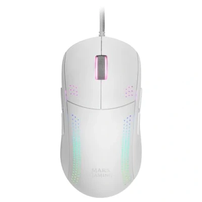 Immagine di Mars Gaming MMPROW Bianco, Mouse Ambidestro Ultraleggero, RGB Chroma, Ottico 32K DPI