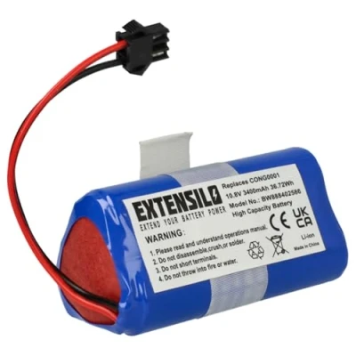 Immagine di EXTENSILO batteria compatibile con Ecovacs CEN330, CR330, CR333 aspirapolvere home cleaner (3400mAh, 11,1V, Li Ion) Sostituisce ICR18650 3S1P