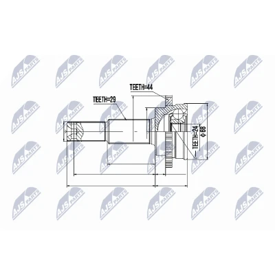 Immagine di NTY NPZ NS 067 Kit Giunto Omocinetico Trasmissione automatica Assale posteriore Sx, Dx, NISSAN: X Trail