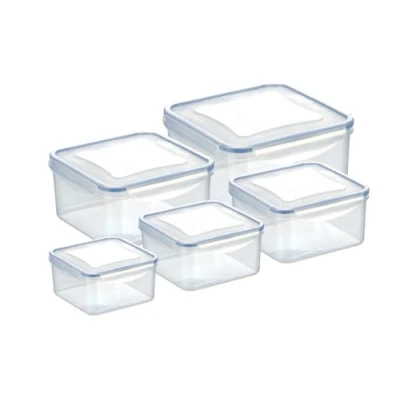 Immagine di Tescoma 892044 Freshbox Contenitori Quadrati, Plastica, Transparent, 11 x cm, 0.4 l/13.5 13.5 0.7 l/16 16 1.2 l/18.5 18.5 2 l/21.5 21.5 3 l, 5 Pezzi