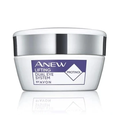 Immagine di Avon Anew Platinum Lift &amp; Tighten Dual Eye System 2 x 10 ml, con tecnologia Protinol™ e caffeina per aiutare a rassodare idratare la pelle, riduce le linee sottili il rilassamento, cruelty free